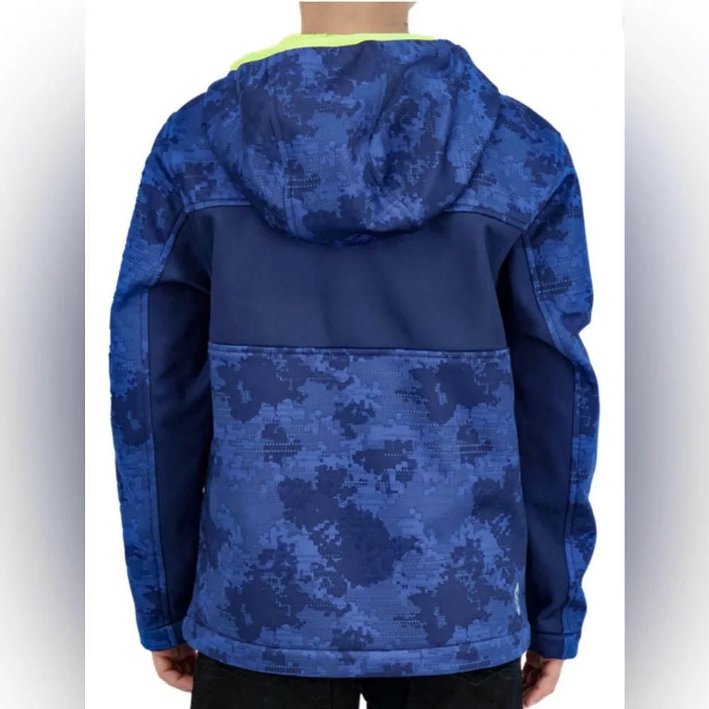 Boys Free Country Waterproof Blue Camo Zippered Hooded Jacket 14/16